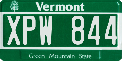 VT license plate XPW844