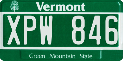 VT license plate XPW846
