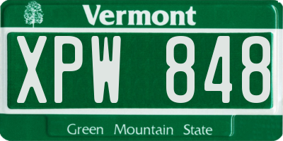 VT license plate XPW848