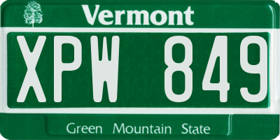 VT license plate XPW849