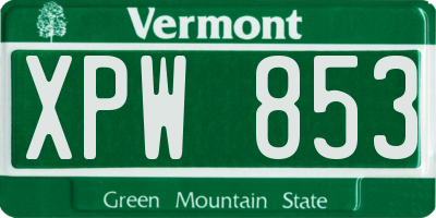 VT license plate XPW853