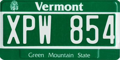 VT license plate XPW854