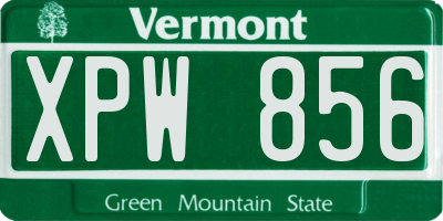 VT license plate XPW856