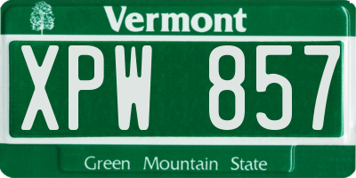 VT license plate XPW857
