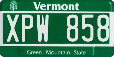 VT license plate XPW858
