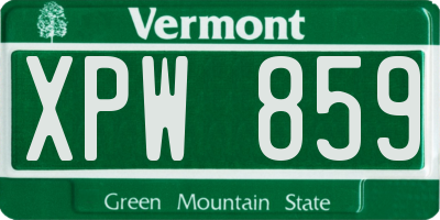 VT license plate XPW859