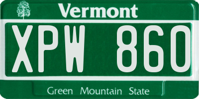 VT license plate XPW860