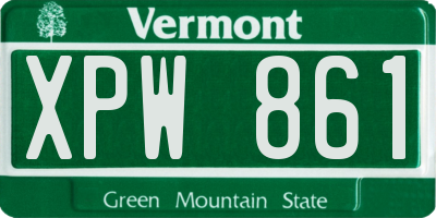 VT license plate XPW861