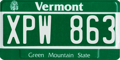 VT license plate XPW863