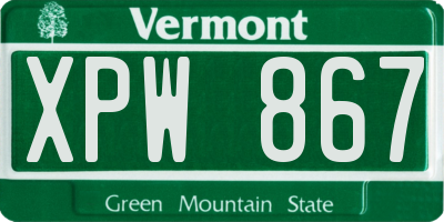 VT license plate XPW867