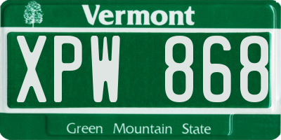 VT license plate XPW868