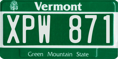 VT license plate XPW871