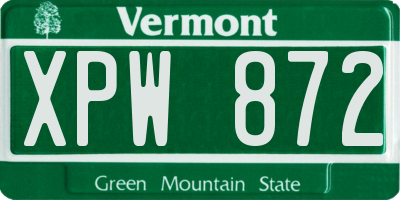 VT license plate XPW872