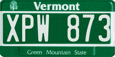 VT license plate XPW873