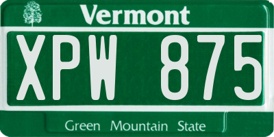 VT license plate XPW875