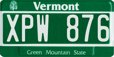 VT license plate XPW876