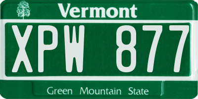 VT license plate XPW877