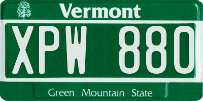 VT license plate XPW880