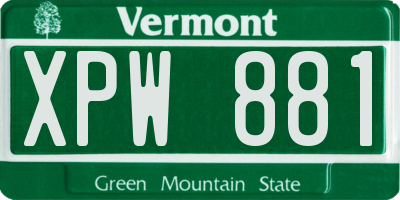 VT license plate XPW881