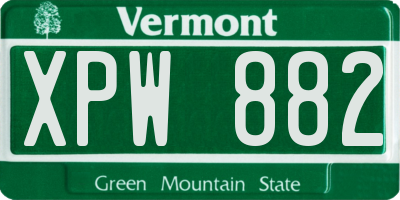 VT license plate XPW882