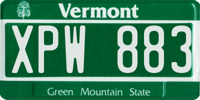VT license plate XPW883