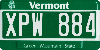 VT license plate XPW884