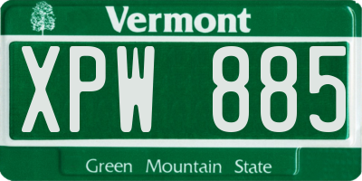 VT license plate XPW885