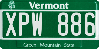 VT license plate XPW886