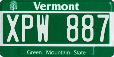VT license plate XPW887