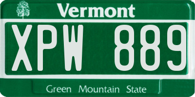 VT license plate XPW889