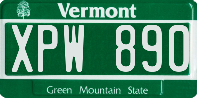VT license plate XPW890