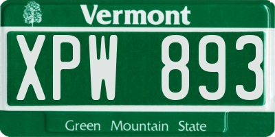 VT license plate XPW893