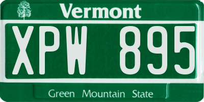 VT license plate XPW895