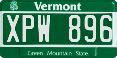 VT license plate XPW896