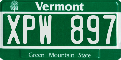 VT license plate XPW897
