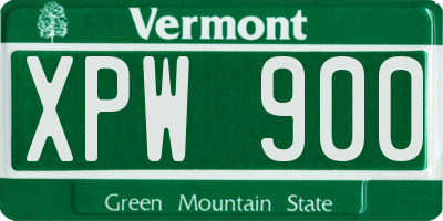 VT license plate XPW900