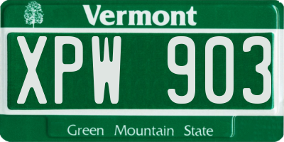 VT license plate XPW903
