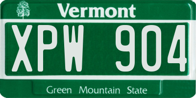 VT license plate XPW904