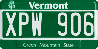 VT license plate XPW906