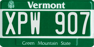 VT license plate XPW907