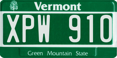 VT license plate XPW910