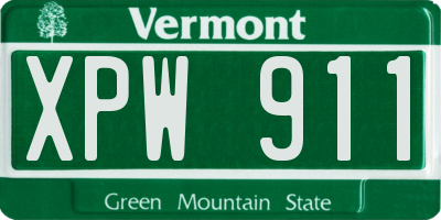 VT license plate XPW911