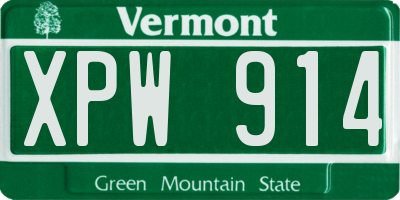 VT license plate XPW914