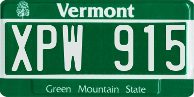 VT license plate XPW915