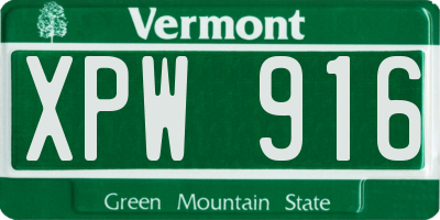 VT license plate XPW916