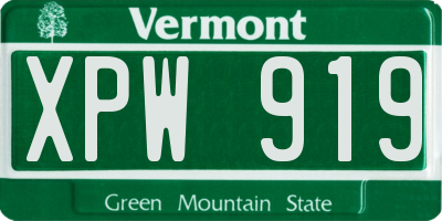 VT license plate XPW919