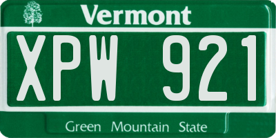VT license plate XPW921