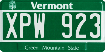 VT license plate XPW923