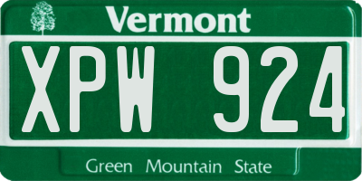 VT license plate XPW924