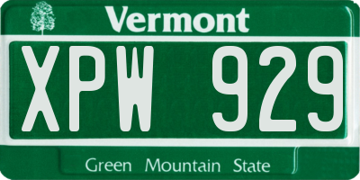 VT license plate XPW929
